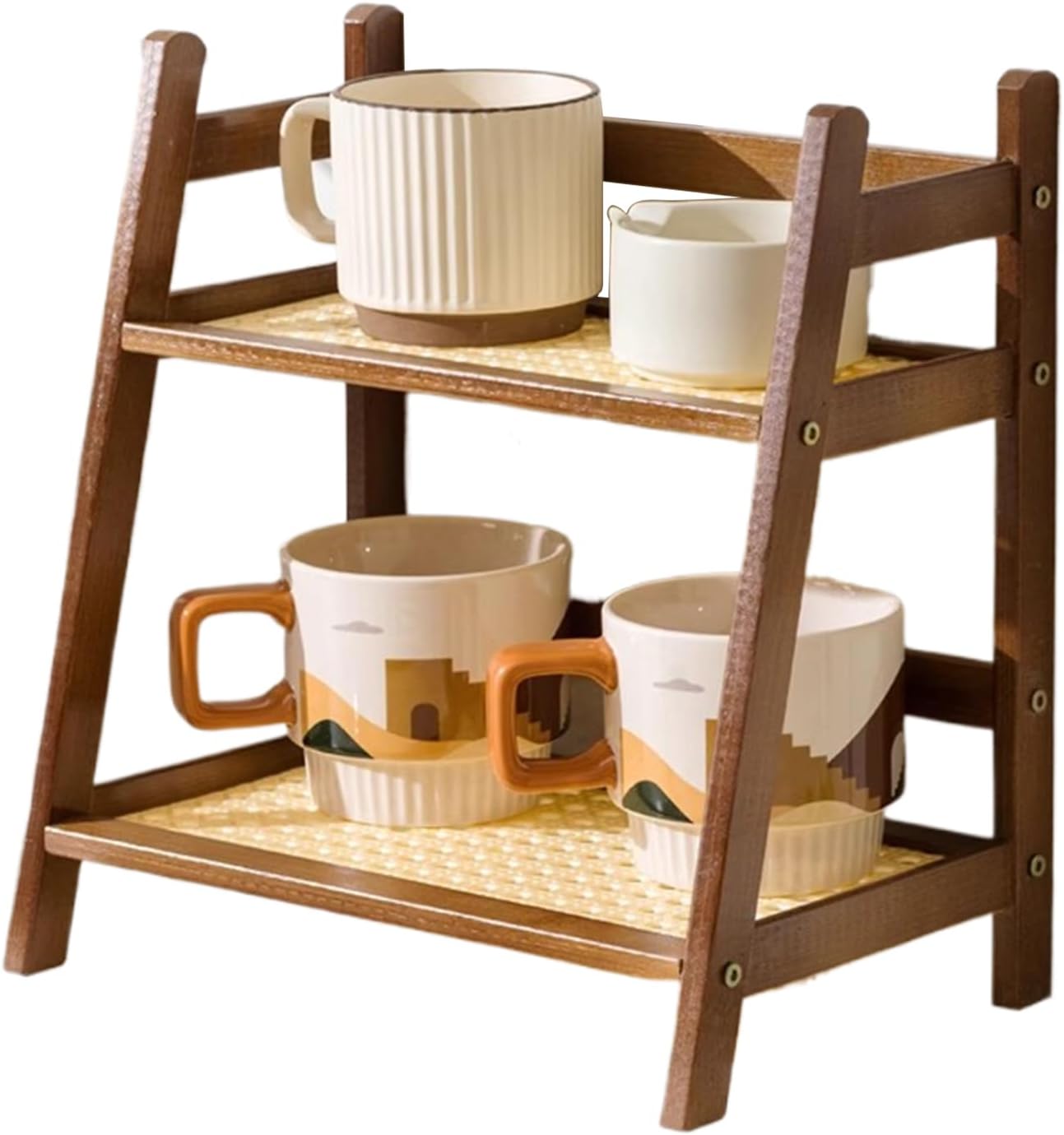 Mug Holder | 2-Tier Counter Cup Rack | Home Kitchen Counter Mug Organizer for Coffee Bar Restaurant Cabinet RV Desktop Classroom