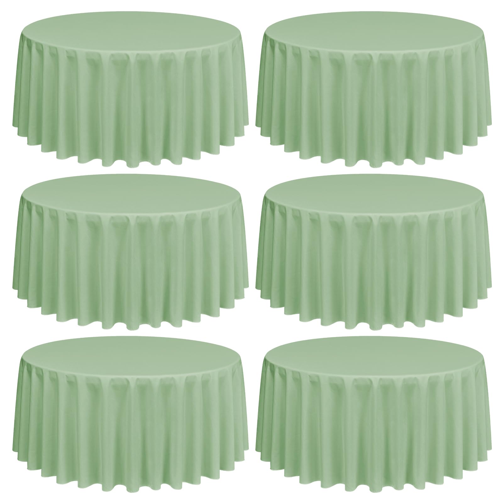 Lumaycens 6 Pack Sage Green Round Tablecloths,90 Inch Round Table Cloth Washable and Reusable Stain and Wrinkle Resistant Polyester Fabric for Wedding Party Banquet Camping Restaurant Decoration