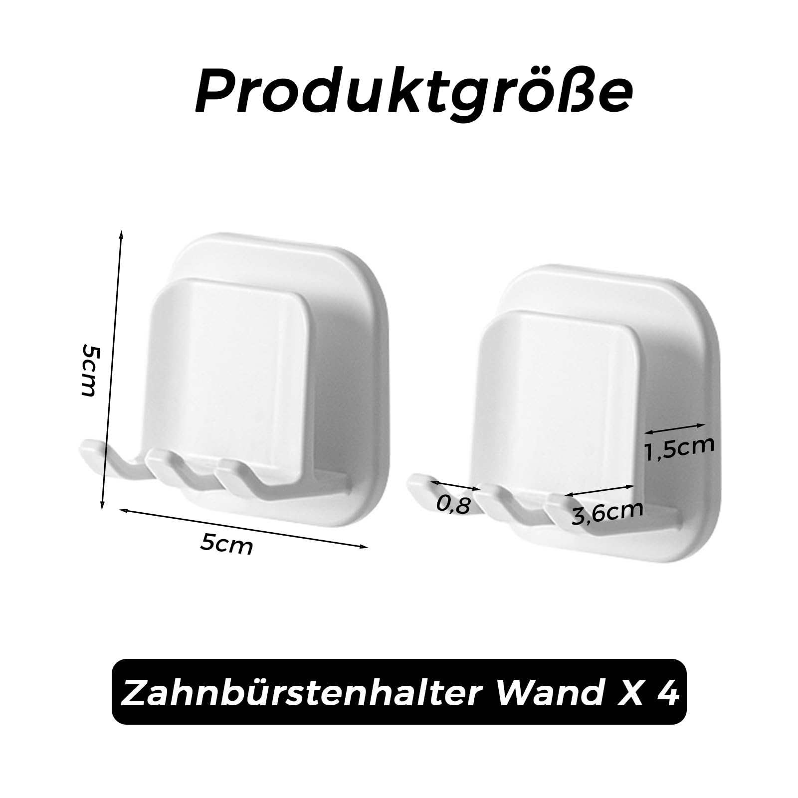 VIKY Portaspazzolino Elettrico Da Parete - Set Da 4 Supporti Autoadesivi Multifunzione Per Bagno (Bianco) - 2