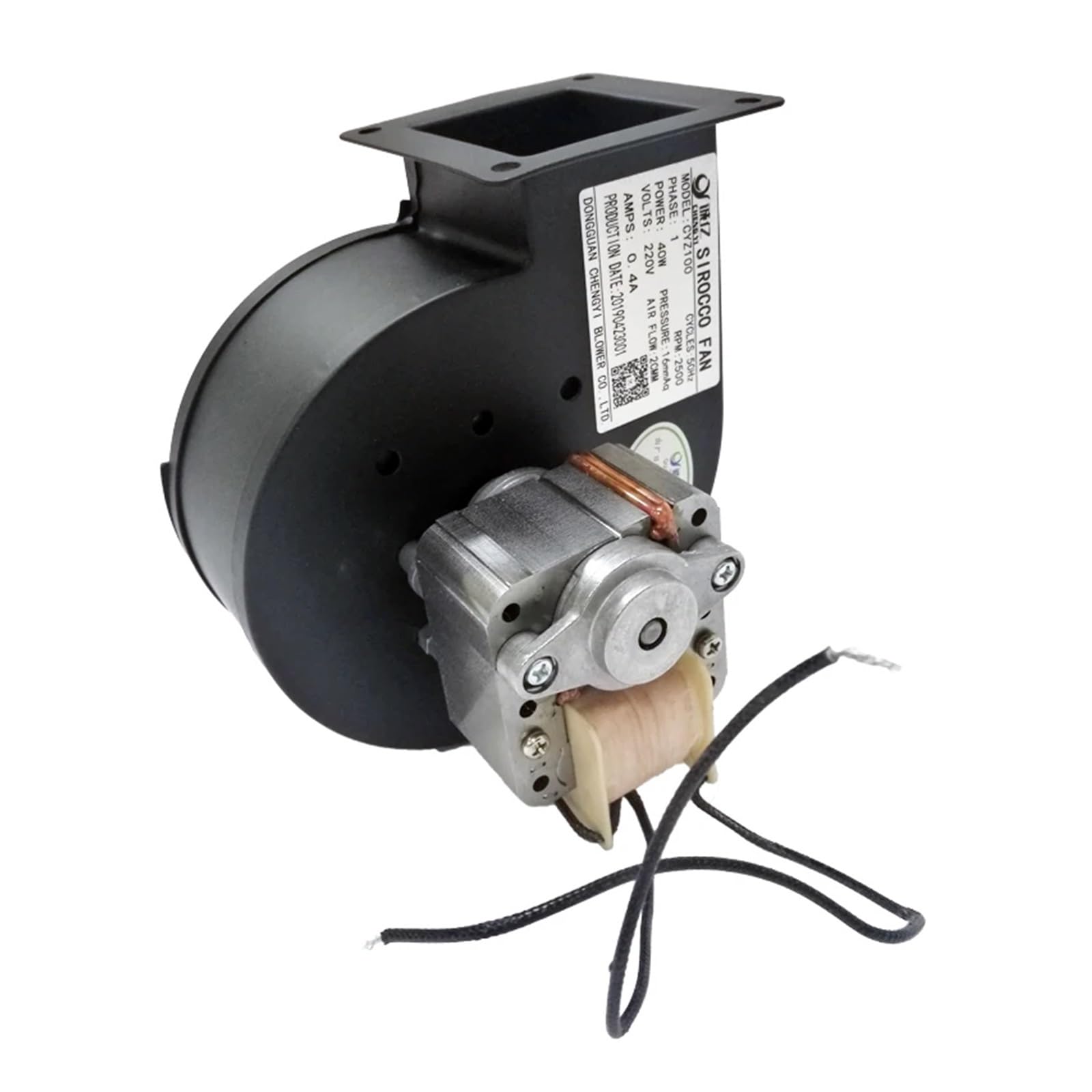 Ventilateur centrifuge industriel CYZ100 40 W, ventilateur de chaudière Sirocco avec moteur à pôle ombragé en fil de cuivre Ventilation efficace à haute pression