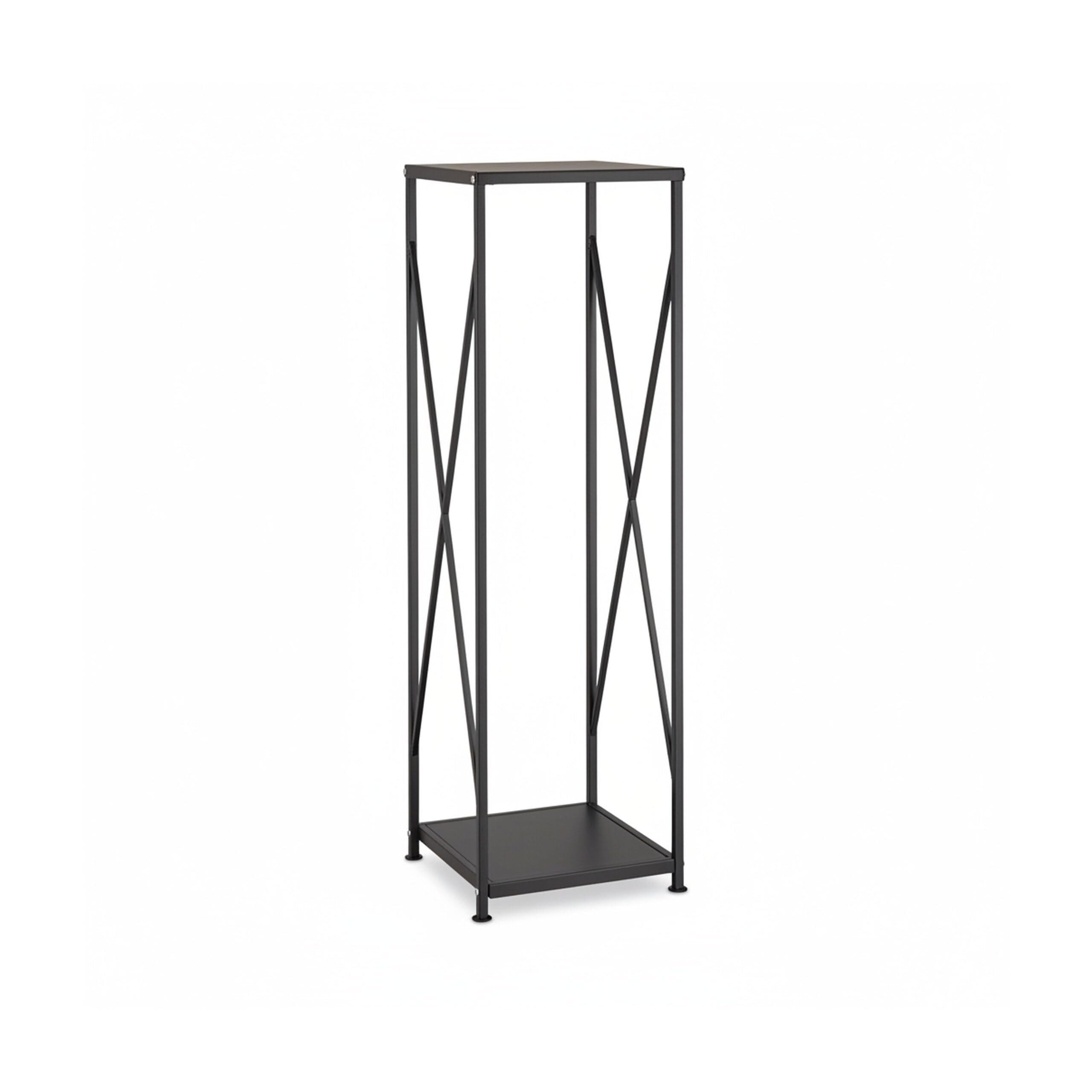 Relaxdays Etagère de Cheminée Rangement bûches Bois Acier Panier Bois Porte-bûches HxlxP: 111x34x34 cm, Noir