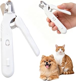 Haustier Nagelknipser mit LED-Licht, 2-in-1 Krallenschere für Hunde, Krallenschneider für Hunde & Katzen, 3 Modi, Leise, Auffangbehälter, USB Nagelknipser Haustiere | 3 Modi, Leise, Auffangbehälter, TYPE-C, Nagelknipser Haustiere