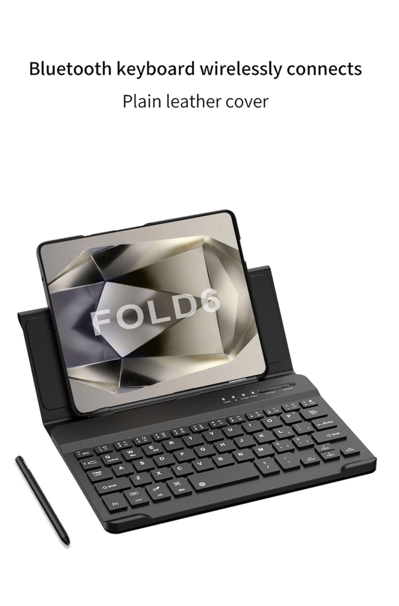 COQUE Kit di accessori per ufficio mobile per Samsung Galaxy Z Fold 6, custodia per tastiera/tastiera/slot per penna/custodia per supporto/custodia pieghevole in pelle Kit da ufficio-Fibra carbonio