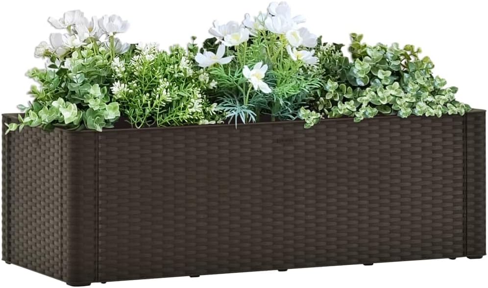 Raised Garden Bed Planters with Self Watering System for Outdoor Plants, Self-Watering Planter Box Raised Bed to Grow Flowers, Herbs & Vegetables, Mocha 39.4"x16.9"x13", -68
