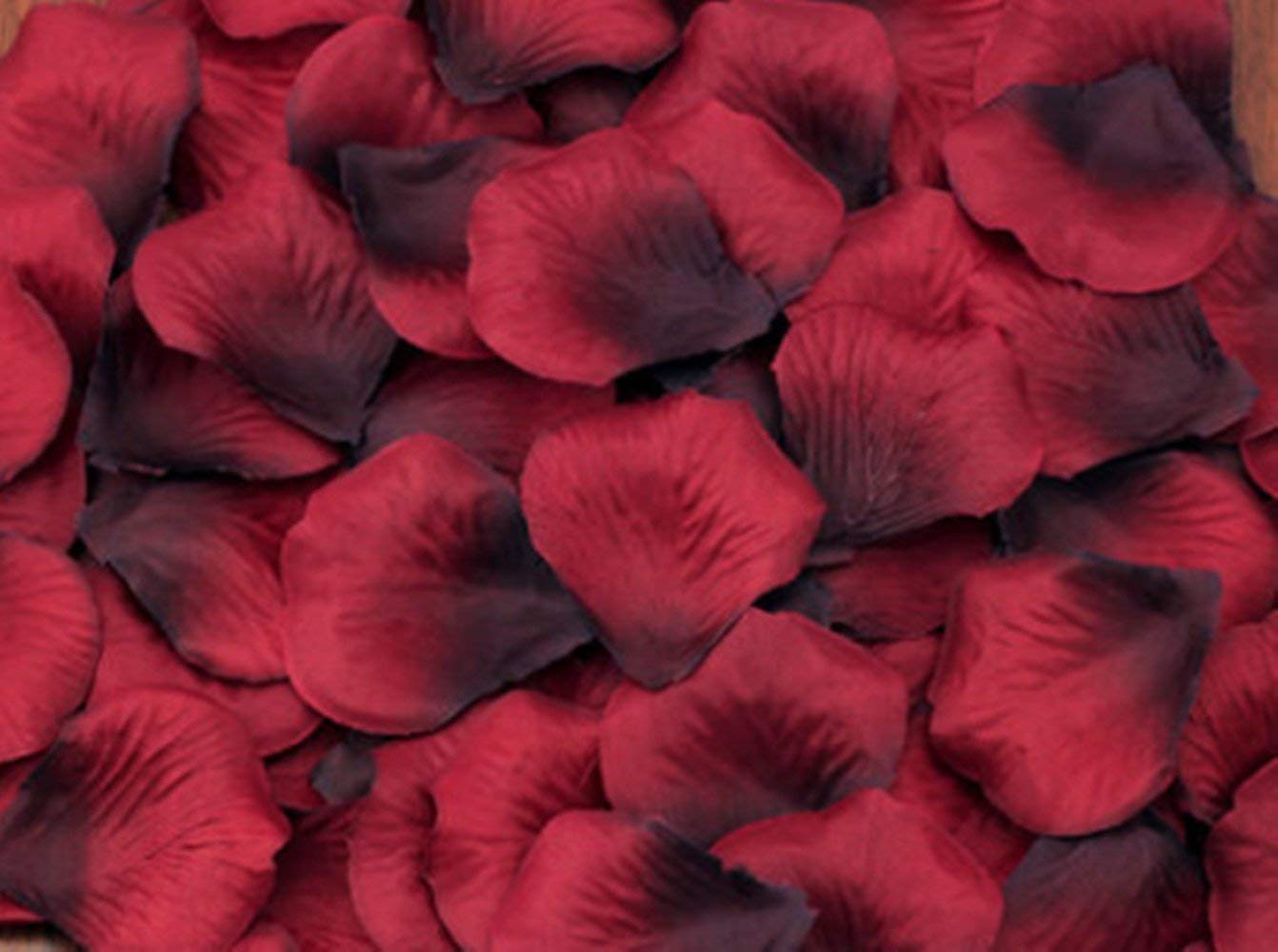3NH® 123Zero Artificial Silk Rose Flower Petals ?2000 Pcs) For Party Wedding Bridal Decoration (Dark Red)