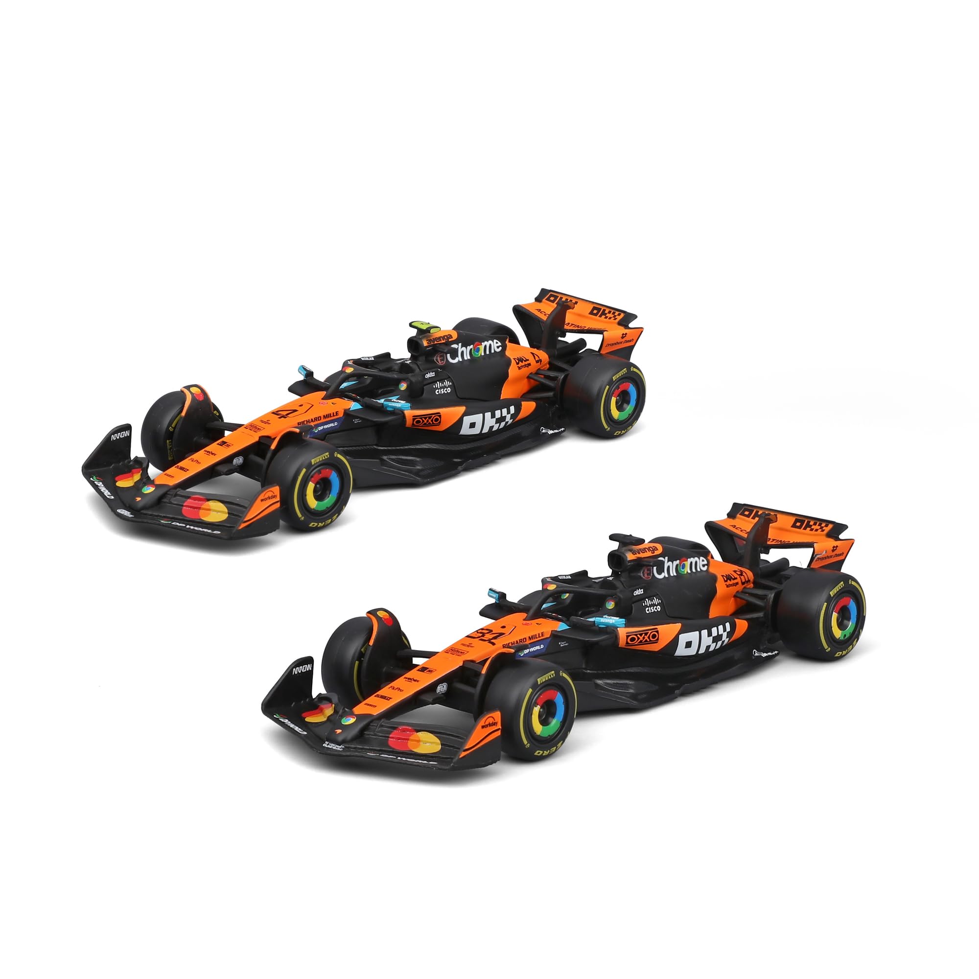 Bburago 1:43 Scale McLaren MCL39 F1 2025 – Lando Norris & Oscar Piastri Team Championship Two-Pack | Official McLaren Licensed Die-Cast Set | 2025 Formula 1 Collector's Set