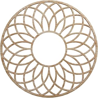 Ekena Millwork 16"OD x 5 1/2"ID x 1/4"T Cannes Wood Fretwork Pierced Ceiling Medallion, Red Oak