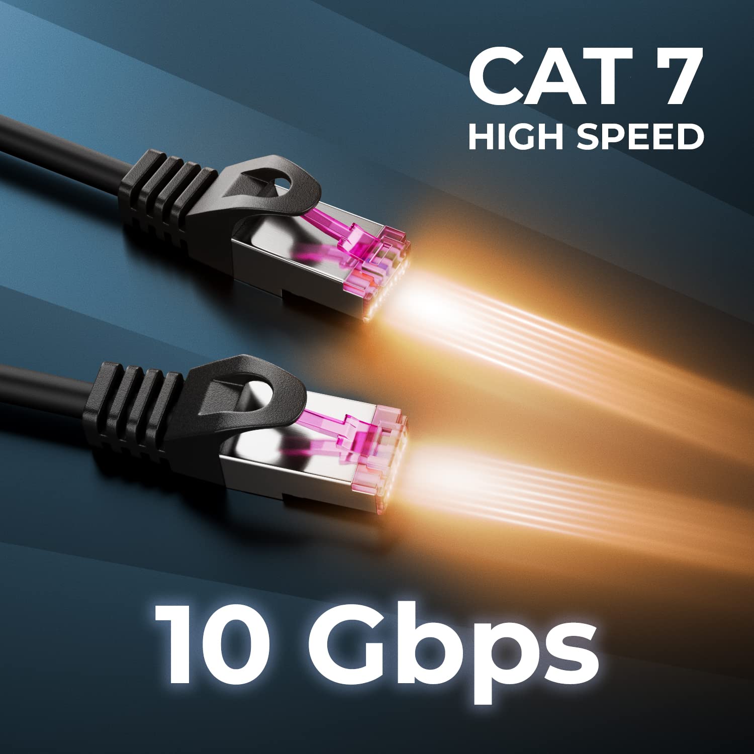 deleyCON 40m Cavo Rete CAT7 Outdoor per Esterno (10 Gbit/s, Schermatura S/FTP, Rame) Connettore RJ45 Ethernet LAN Patch - Resistente Intemperie - per Telecamere, PoE, Campeggio ecc.