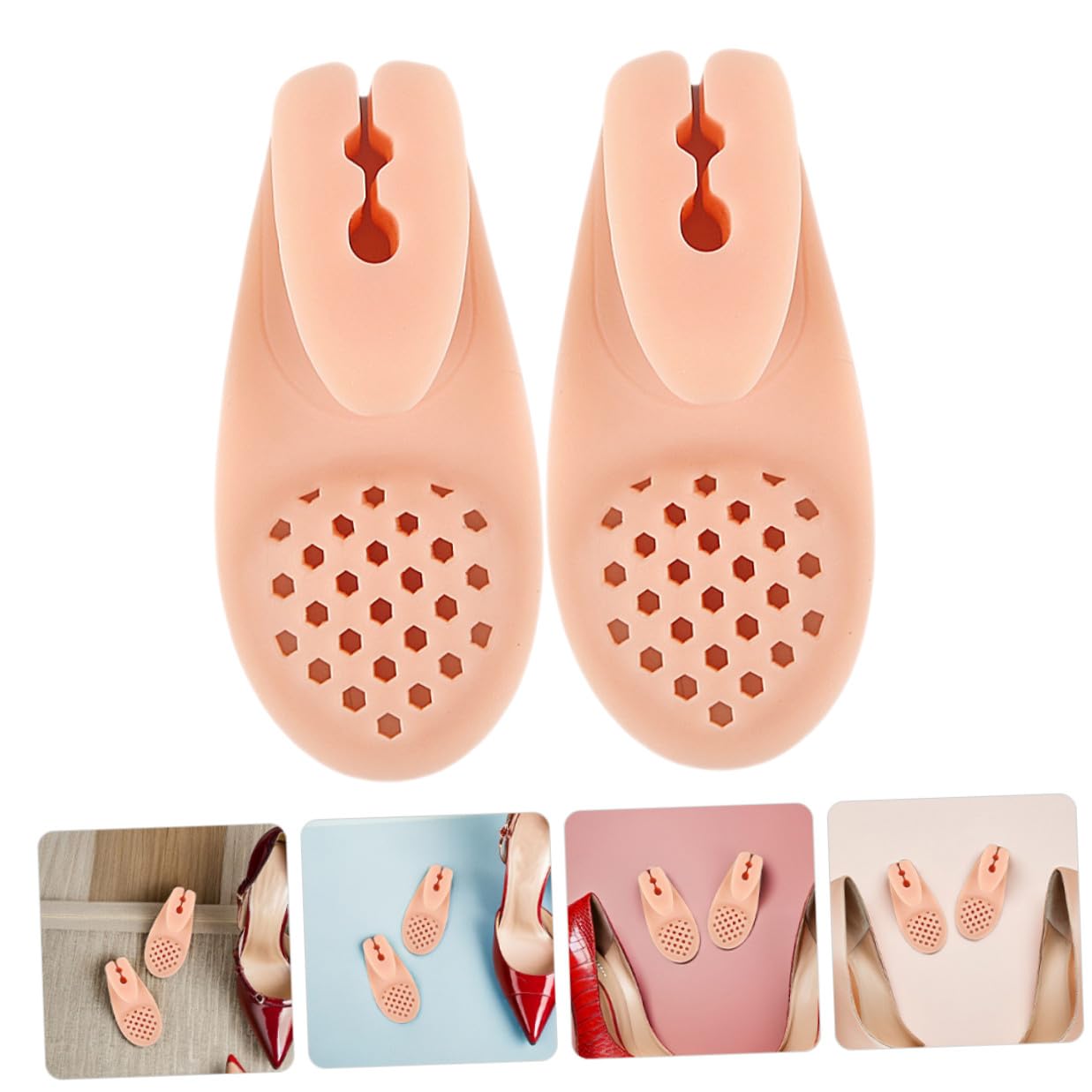 3pcs Silicone Bunion Separator Toe Spacers for Overlapping Toes with Thick Cushioned Insole Foot Relief Pads for Women’s Sandals and Flip-flops Light Brown
