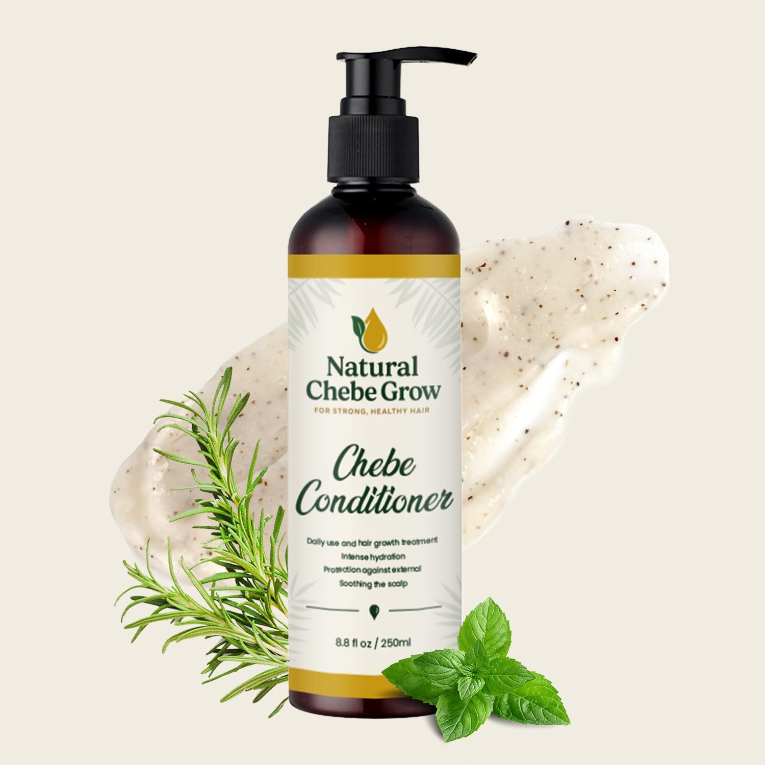 Natural Chebe Grow Hair Growth Shampoo and Conditioner Set, Strong Healthy Hair Treatment, Scalp Soothing Formula, 8.8 fl oz, 2 Pack