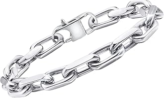VNOX Link Chain Bracelets for Men - Cool Mens Bracelets Diamond-Cut Paperclip Solid Chain Bracelet Chunky Stainless Steel Jewelry Trendy Gifts