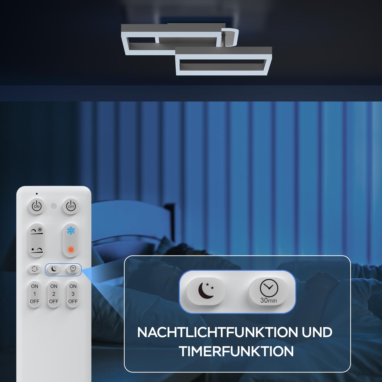 ANTENLICHT plafoniera led soffitto moderna plafoniera salotto Dimmerabile, 40W 3600LM Lampada da Soffitto, Funzione di Memoria, per Soggiorno, Camera da Letto, Sala da Pranzo, grigio 65x42x12cm