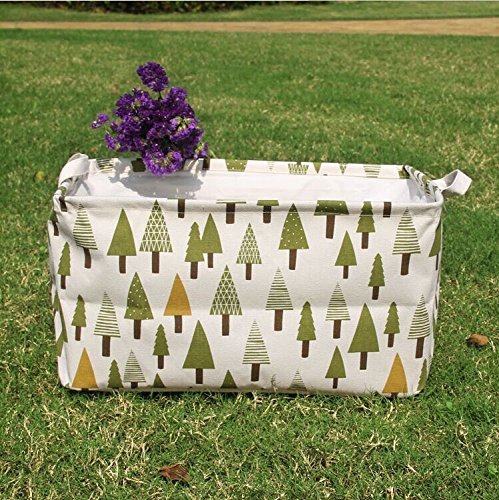 Addfun®Premium Fabric Foldable Rectangle Laundry Basket,Clothes Laundry Basket Children Toys Storage Holder with Lids,45X30X25CM Tree