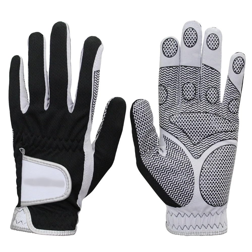 Guanti Golf Guanti da golf uomo in microfibra con motivo antiscivolo, neri, traspiranti, impugnatura sinistra, comodi guanti
