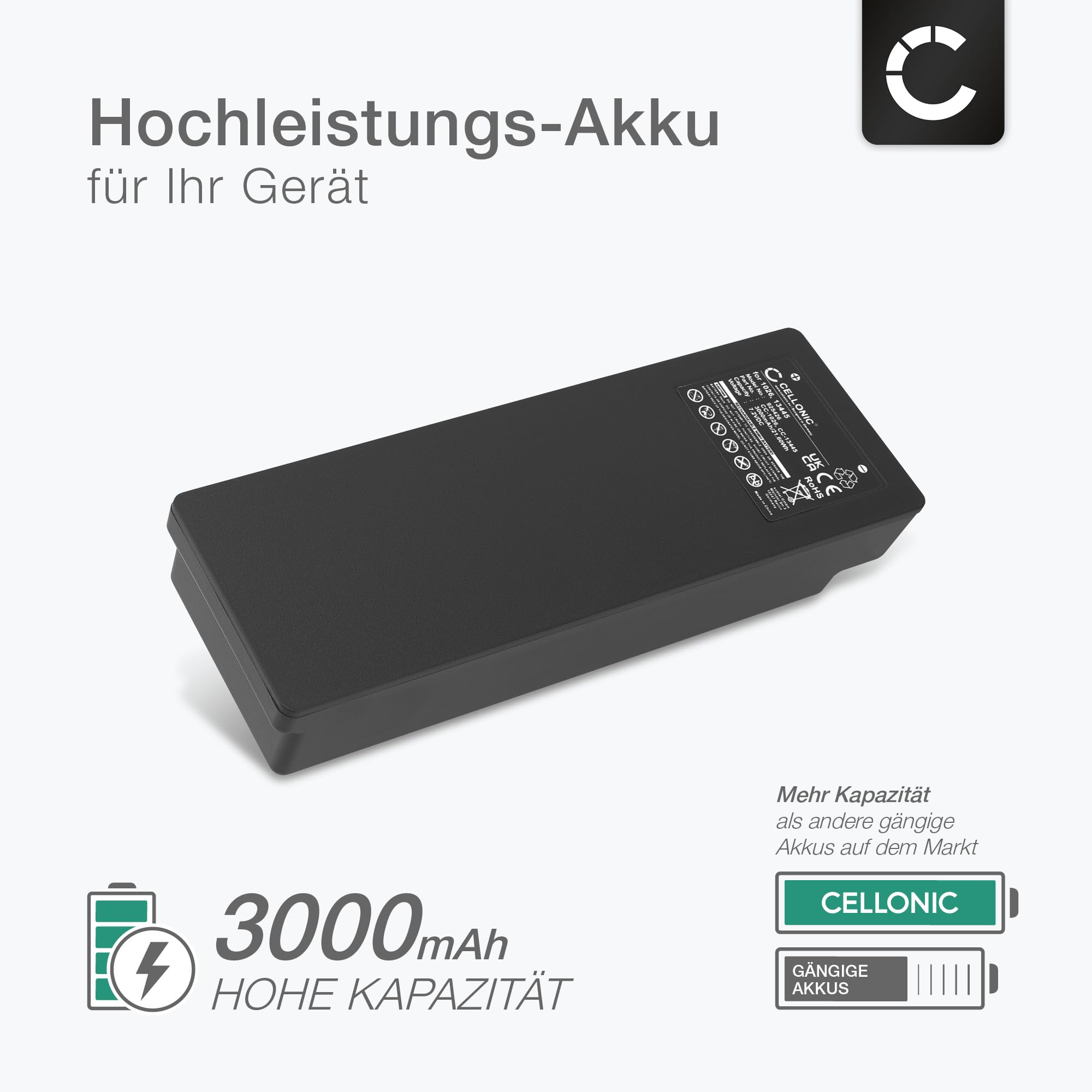 CELLONIC 2X Akku kompatibel mit Scanreco 16131, 590, Palfinger | 2x, (3000mAh-7.2V-NiMH), Fernbedienung Akku, für Scanreco 17162, RSC7220, RC-400, 13445, für Palfinger EEA2512, RC-400, 790