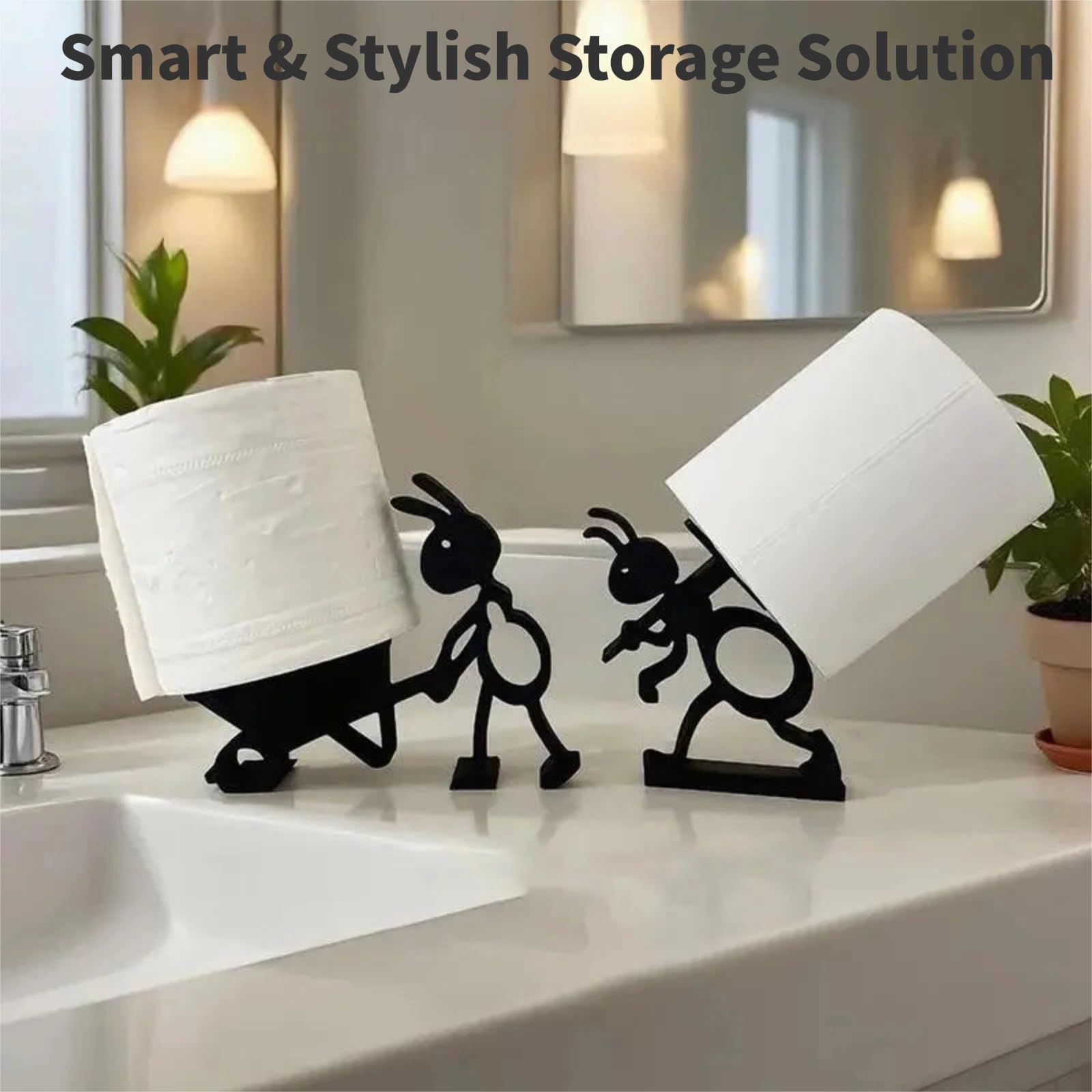 2 Pcs Ant Tissue Paper Holder, Toilet Paper Roll Holder for Bathroom, Modern Bathroom Accessories, Humorous Home Decor, Easy Installation Toilet Tissue Rolls Holder 2
