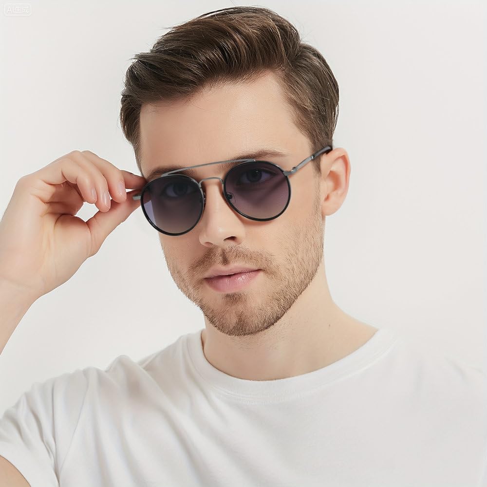 Runde Steampunk-Sonnenbrille im Vintage-Stil, für Herren und Damen, polarisiert, UV-Schutz, modisch, aus Metall, trendige Brillen