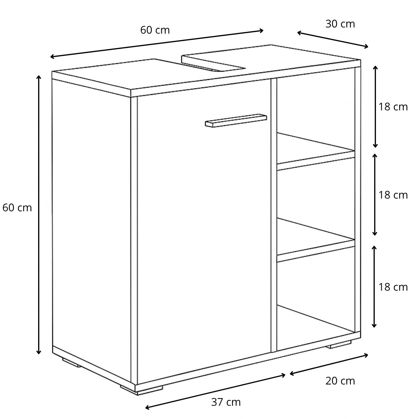 Mobili da bagno Neptunus 60 x 28 x 60cm Nero - armadio mobiletto lavabo
