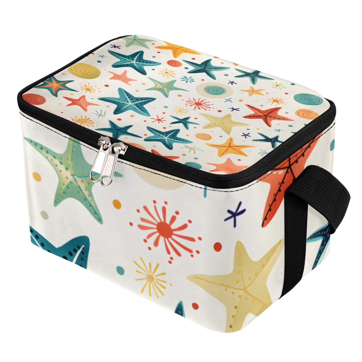 GzLeyigou Lunch Bags for Women Men 9 Cans,Starfish Hot & Cold Food Delivery Bag Insulated Grocery Bag Insulated Lunch Box Marine Colorful Starfishes Cooler Bag for Office Work Picnic Beach