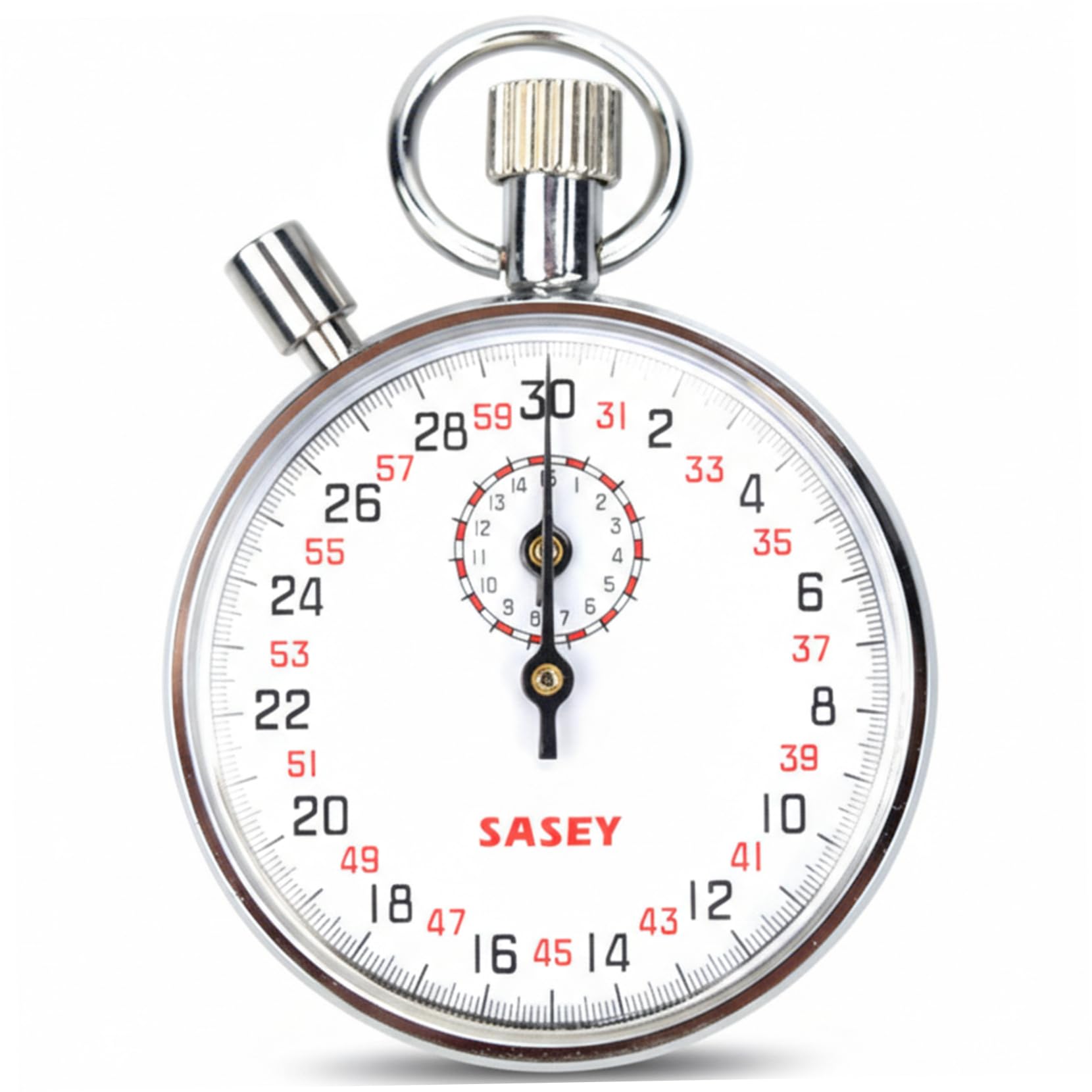 Mechanical Stopwatch 30s Stainless Steel – Handheld Analog Stopwatch with Pause, Timer for Sports Referee, Running, Cycling
