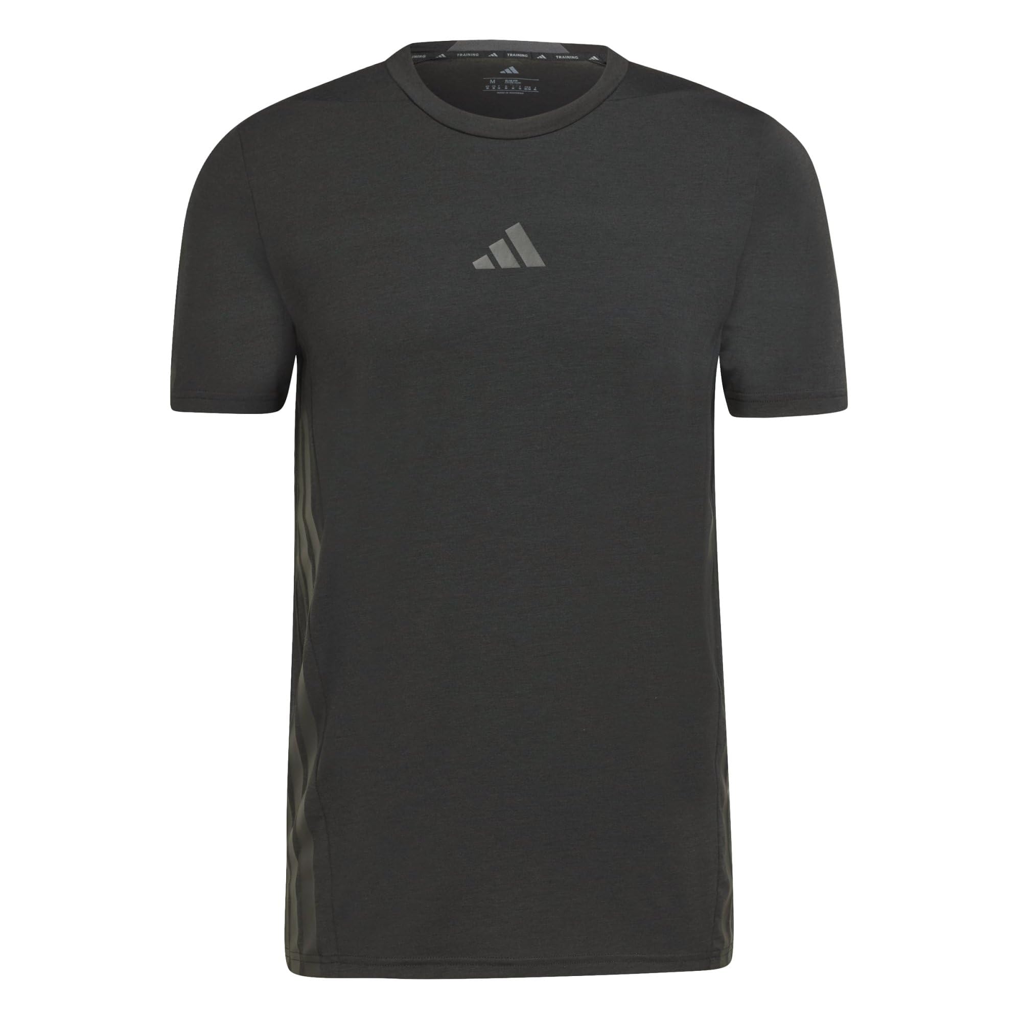 adidas Men's D4T Workout 3 Stripes Shirt, Black, XXL