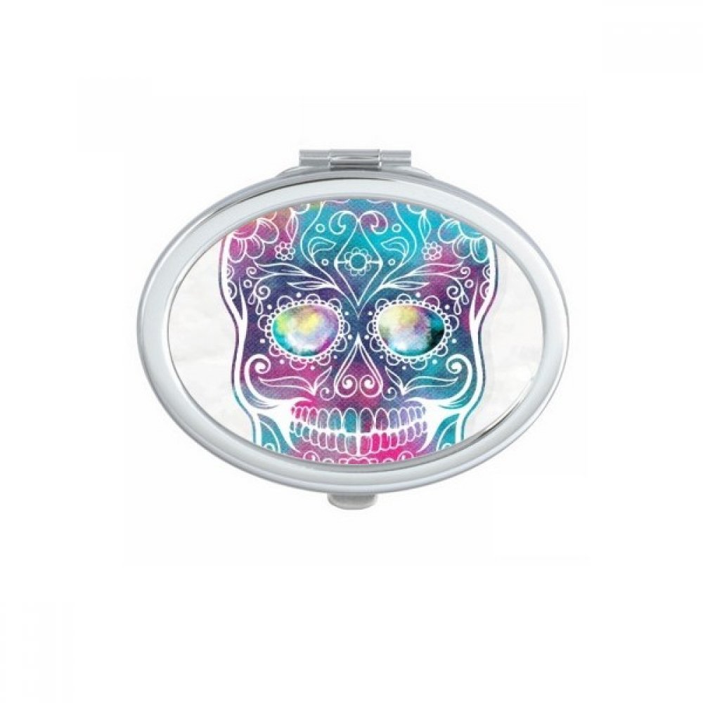 Miroir de poche Fleur Cirrus et crâne mexicain pour vos retouches en voyage et sorties