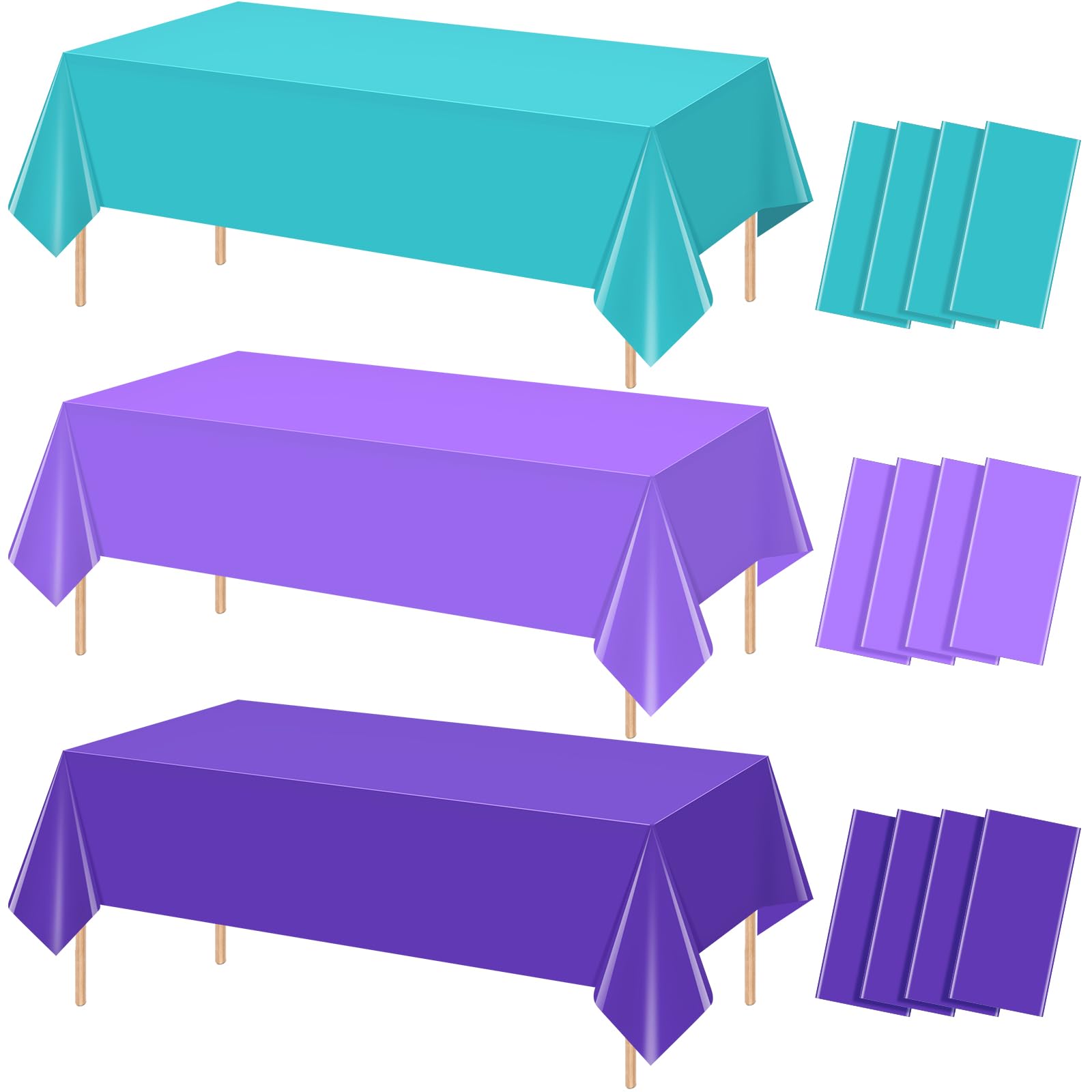 12Pack Mermaid Tablecloth, Blue Purple Princess Tablecloths, Disposable Mermaid Plastic Rectangle Table Covers for Girl Birthday, Baby Shower, Wedding and Ocean Themed Party Decorations 54 x 108 Inch