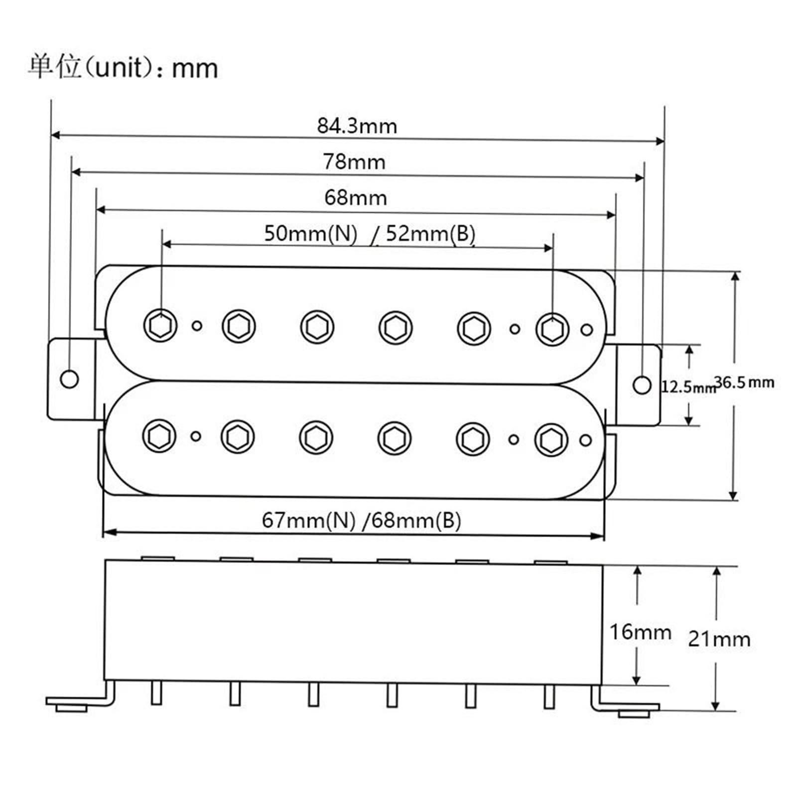 Przetwornik Do Gitary Elektrycznej Dwa Pasywne Ceramiczne Humbuckery | Zestaw przetworników mostkowych do gitary elektrycznej 4-przewodowe części do gitary(White)