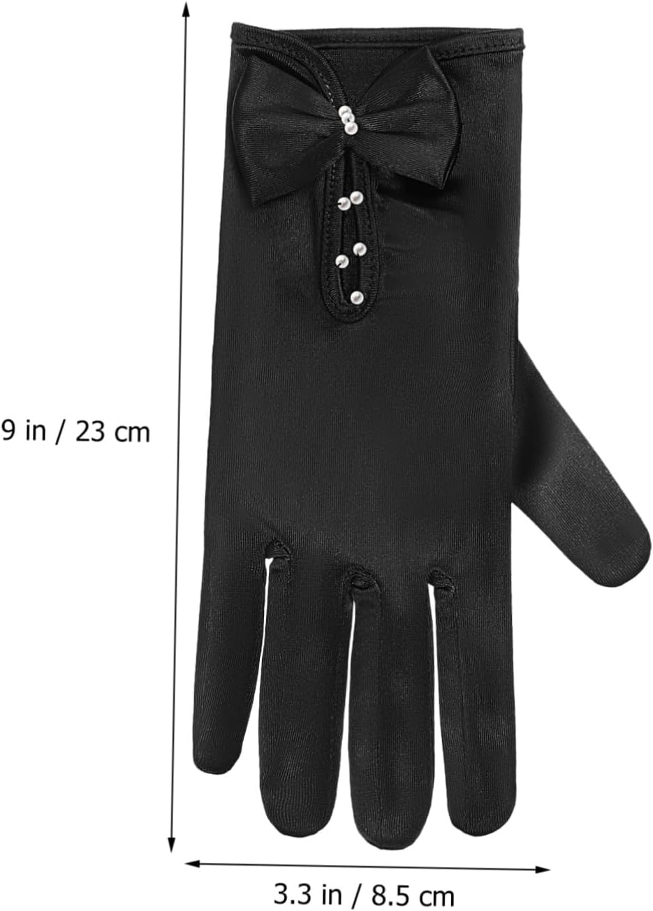 VALICLUD 1pair Wrist Satin Wedding Gloves for Women Elegant Tea Party Evening Party Bowknot Design Soft Luxury Costume Gloves Stylish Bridal Accessory