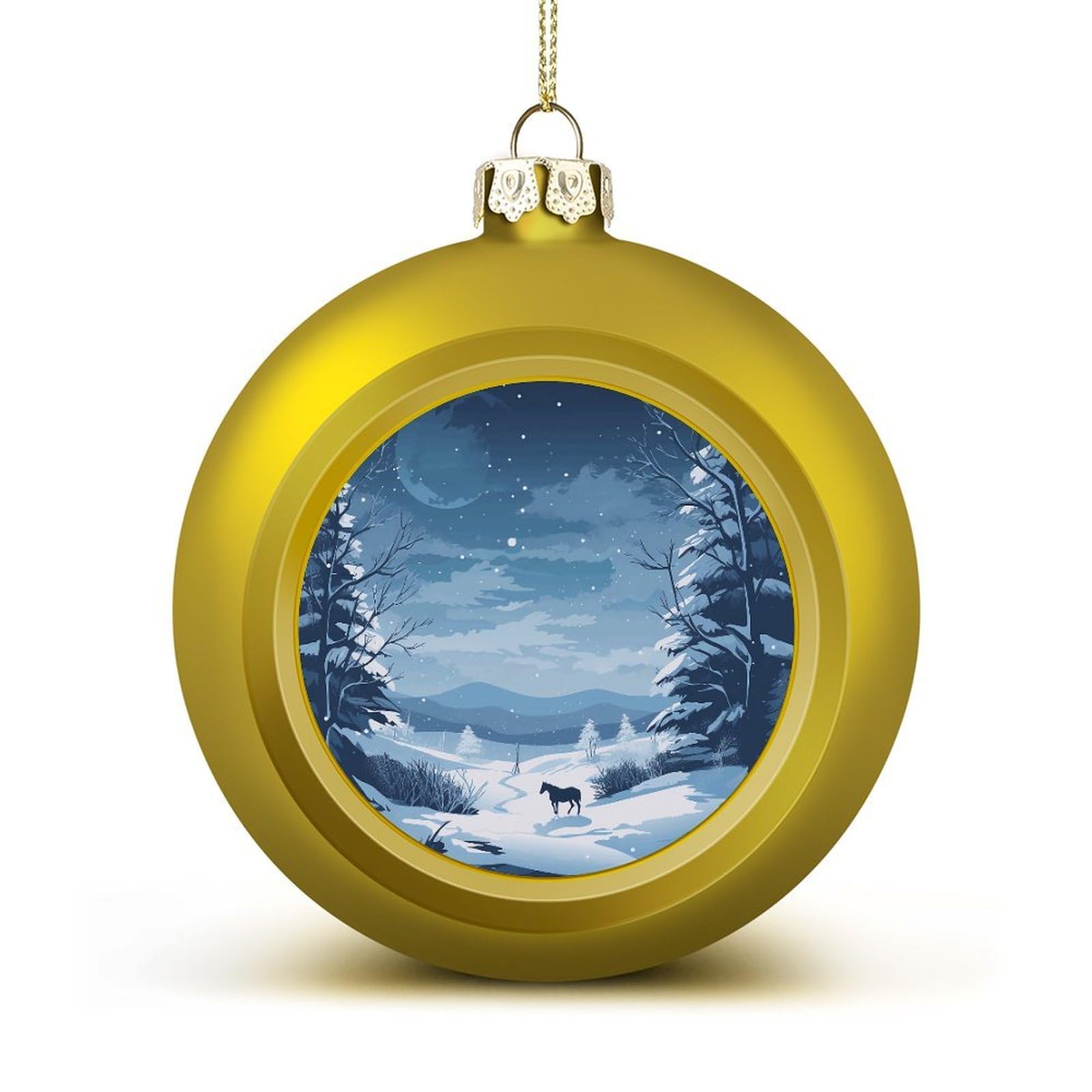 A Horse and Snow Christmas Balls Ornaments for Xmas Christmas Tree 1.6" Hanging Shatterproof Xmas Balls Hanging Decor Pendants for Holiday Party Outdoor Indoor DIY Craft Supplies