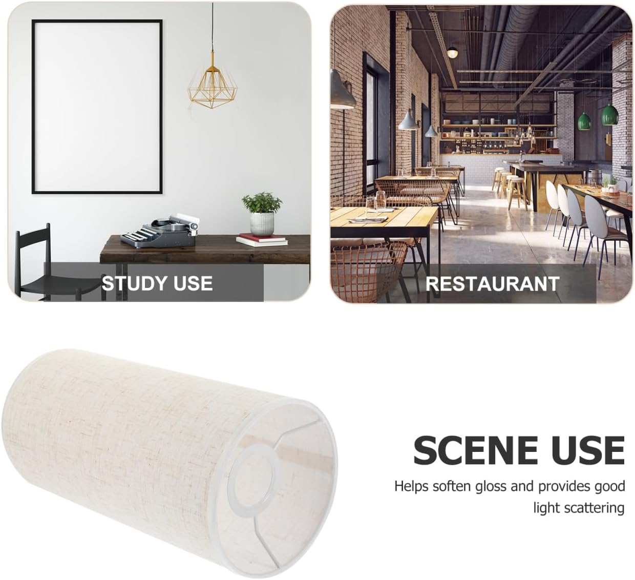 Artibetter Drum Cylinder Lamp Shade, Linen Lamp Shade Spider Construction Replacement Pendant Light Covers for Chandeliers Floor Light Table Creme