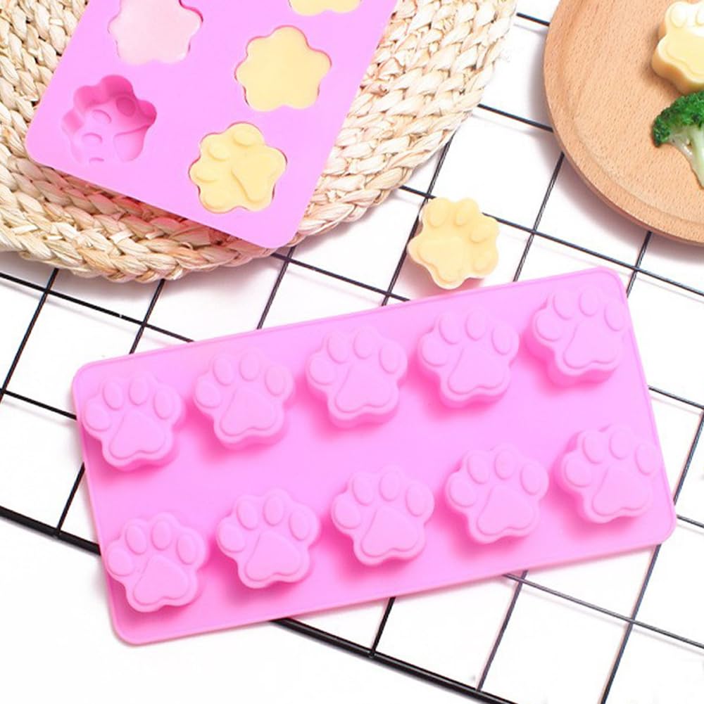 LightBeacon 4 Piezas Moldes Silicona Reposteria, Alfombrilla para Hornear para Perros con 2 Goteros, Alfombrilla para Hornear Juego de Galletas para Perros, para Chocolate, Caramelo, Gelatina