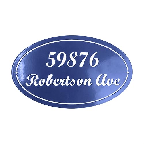 Miniatura 4 de Montague MetalProducts - Letrero de dirección ovalado de 2 líneas, letrero de número de casa para montaje en pared, letrero de acero personalizado,