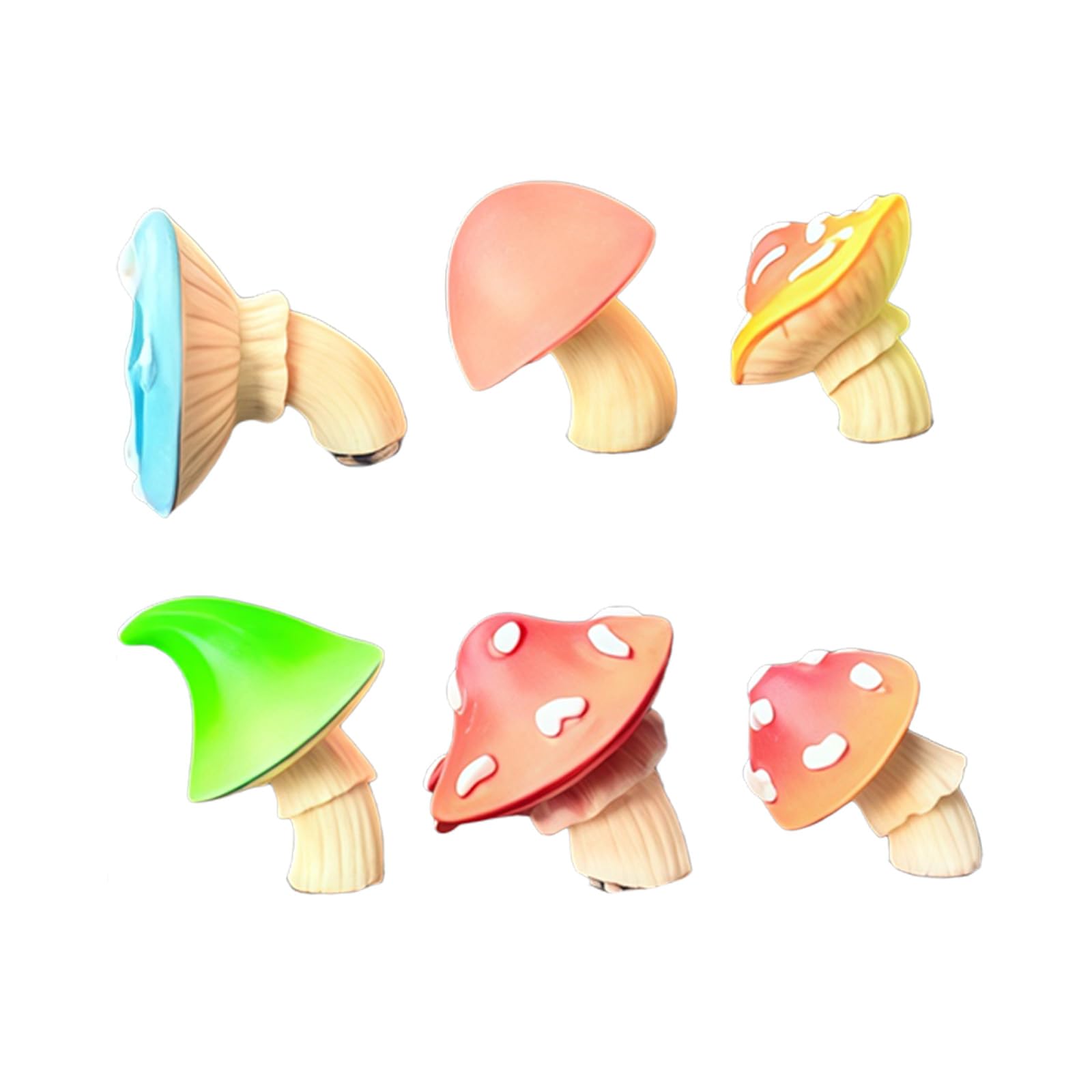 Snorvixre 6Pcs Miniature Mushroom Statues Resin Car Decors Dashboard Ornaments for Vehicle Interior Decoration Small Figurine Tiny Mushroom Model