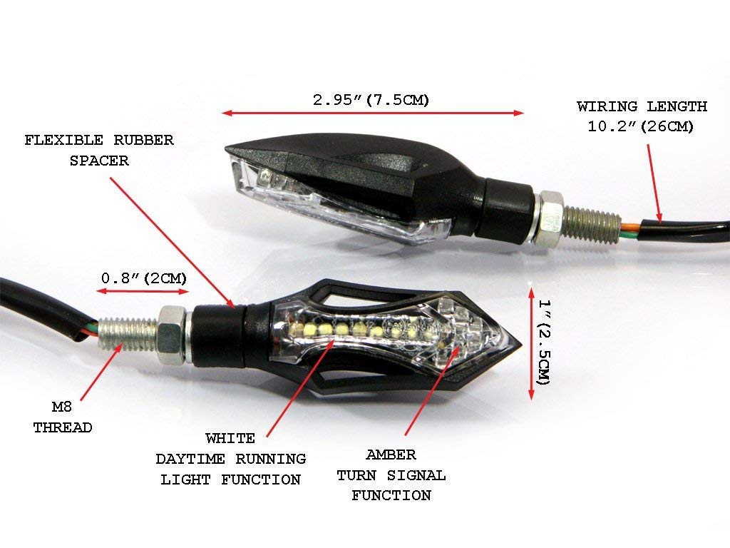 Conjunto de 4 Intermitentes de Motocicleta Delantero y Trasero Integrado Ejecutar/Pare/DRL Luces