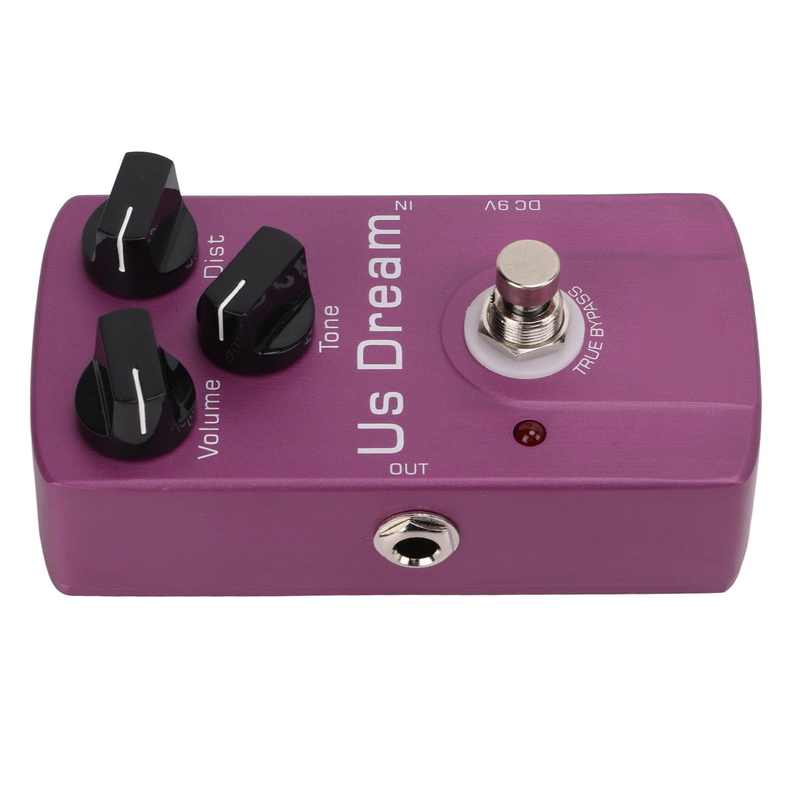 Drfeify Pedał Gitarowy Distortion, Metalowa Konstrukcja, Analogowy Efekt Distortion z True Bypass do Gitar Elektrycznych, Zasilacz Błyskowy LED dla Muzyków Rockowych