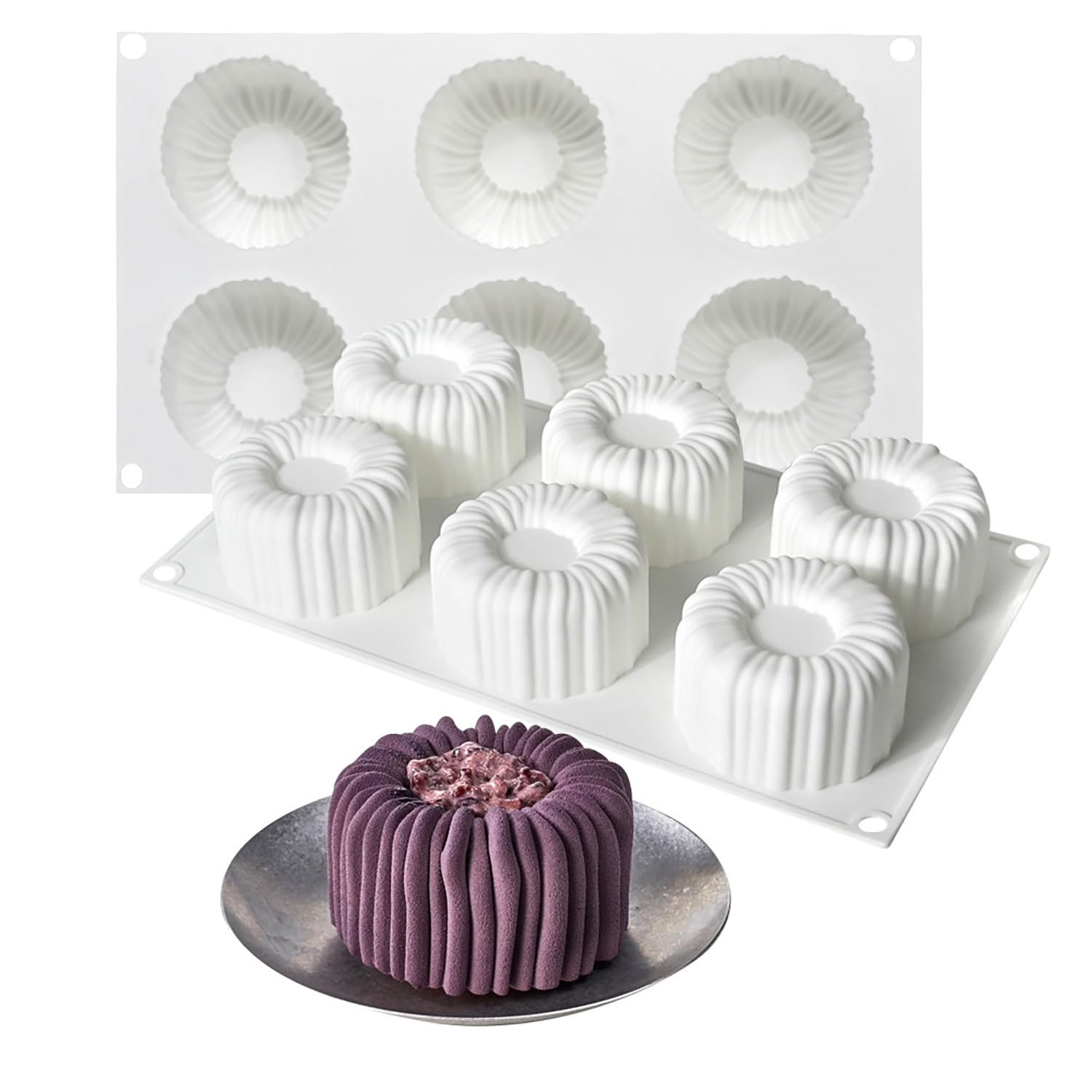 HanQZen 3D Strawberry & Raspberry Silicone Baking Mould Set - Flexible Dessert Moulds for Mousse Cakes, Brownies, Jelly, Ice Cream & Sweets (Fruit Pattern) (Velvet) (White)