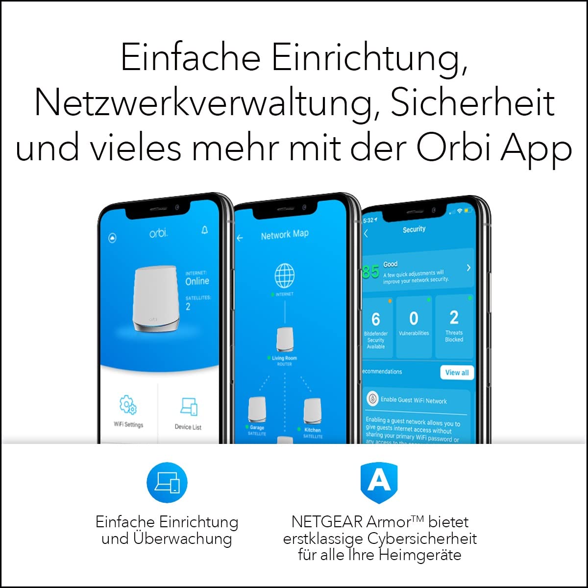 NETGEAR Orbi NBK752 5G LTE WiFi 6 WLAN Mesh System (5G Funknetz Homespot Set bis 350 m² Abdeckung und AX4200 Tri-Band, WLAN Router mit 5G Modem und Mesh Satellit, für Jede SIM-Karte freigeschaltet)
