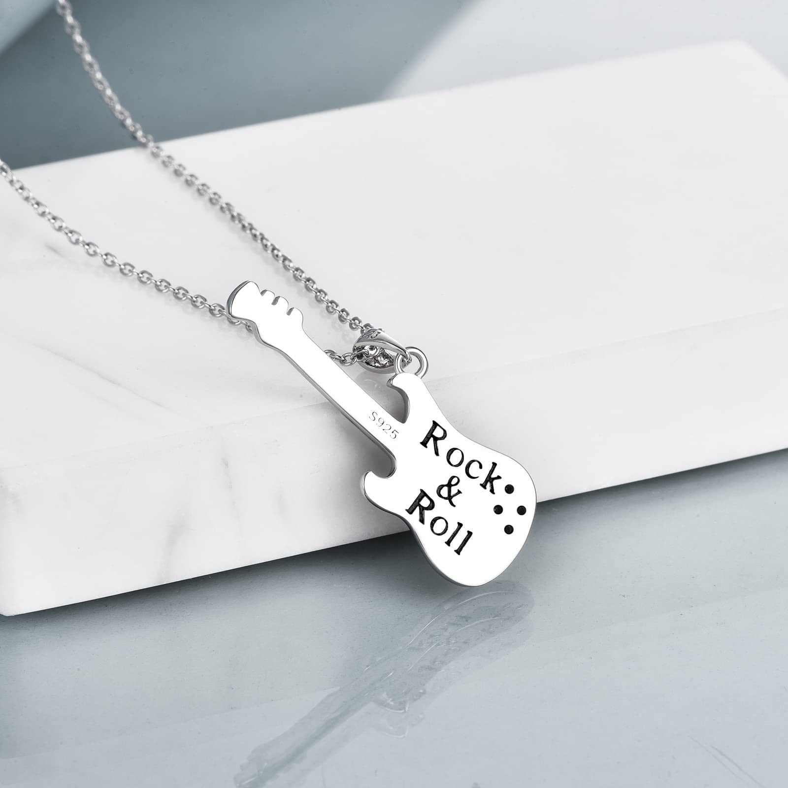 YFN Collar guitarra/urna plata de ley colgante música joyas regalo para hombre mujer