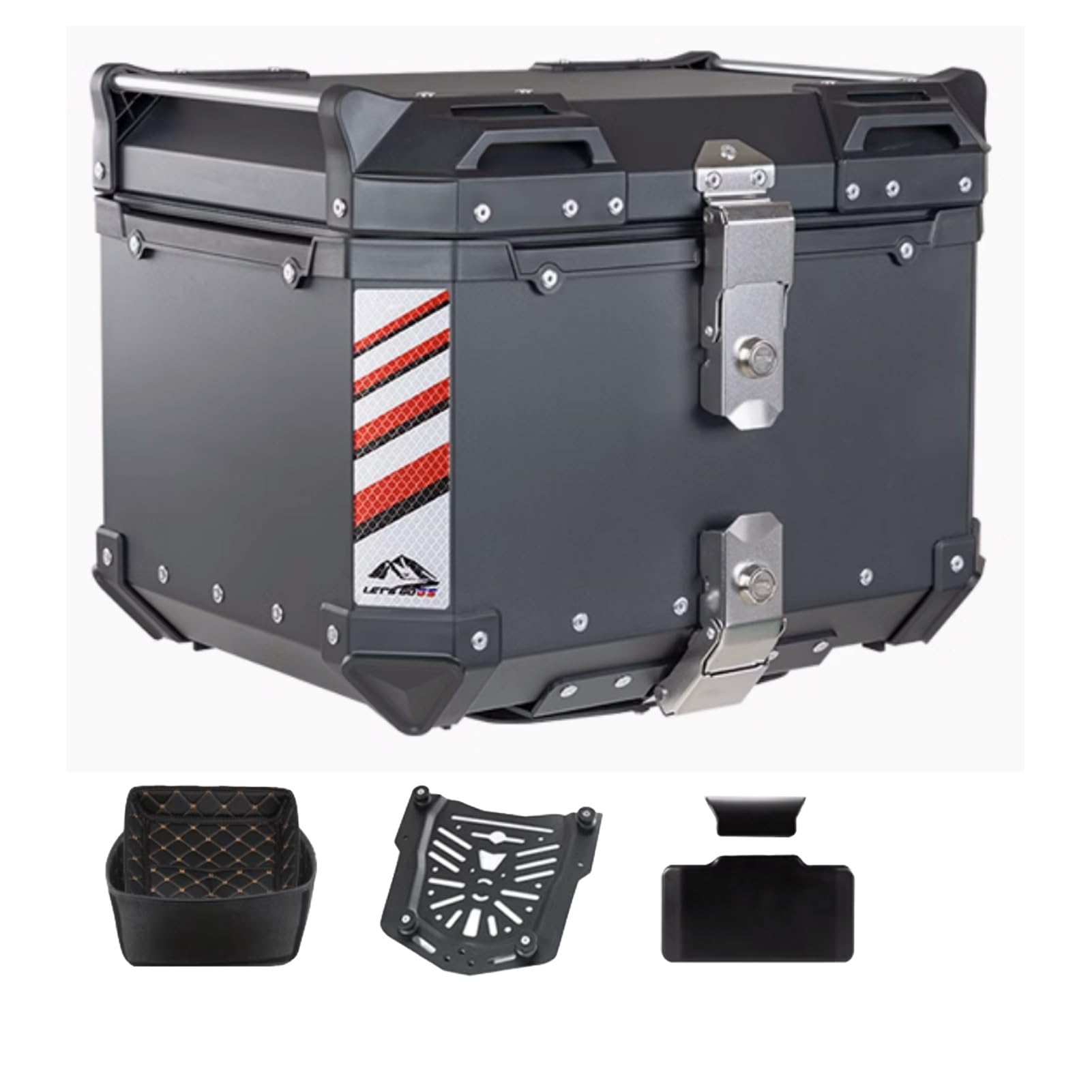 Coffre de moto en aluminium pour ranger les bagages du casque en road trip