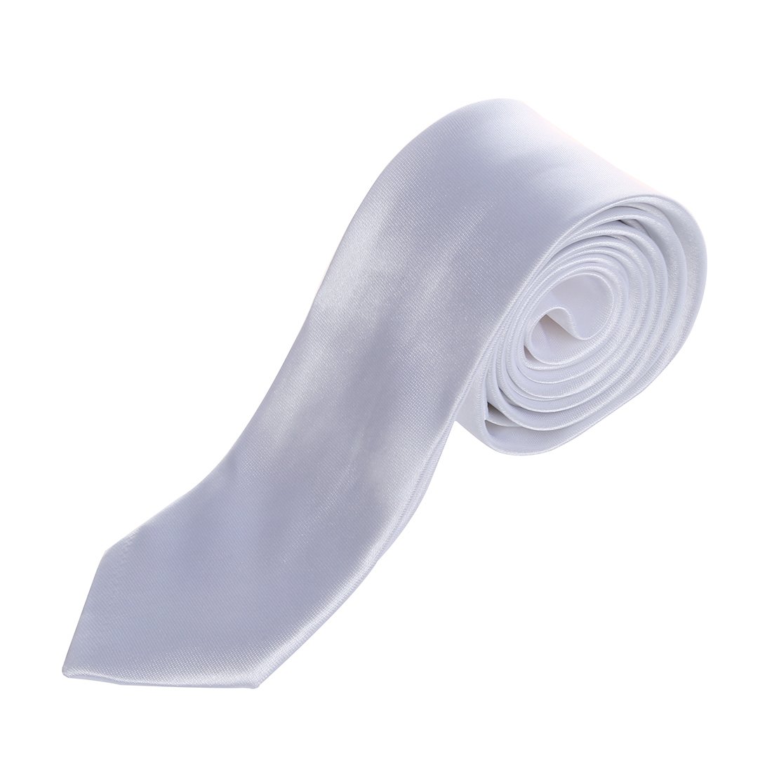 Worien Unisex Solid White Casual Necktie Skinny Slim Narrow Neck Tie