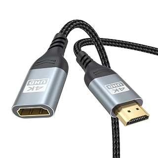 4K HDMI Extender Cable 3FT HDMI Extension, High Speed HDMI Male to Female Adapter Supports ARC, HDR, 3D, HDCP 2.2 Compatible with Fire TV Stick, Roku Devices, PS5, Xbox, HDTV, Laptop - Amazon product rated Grade A