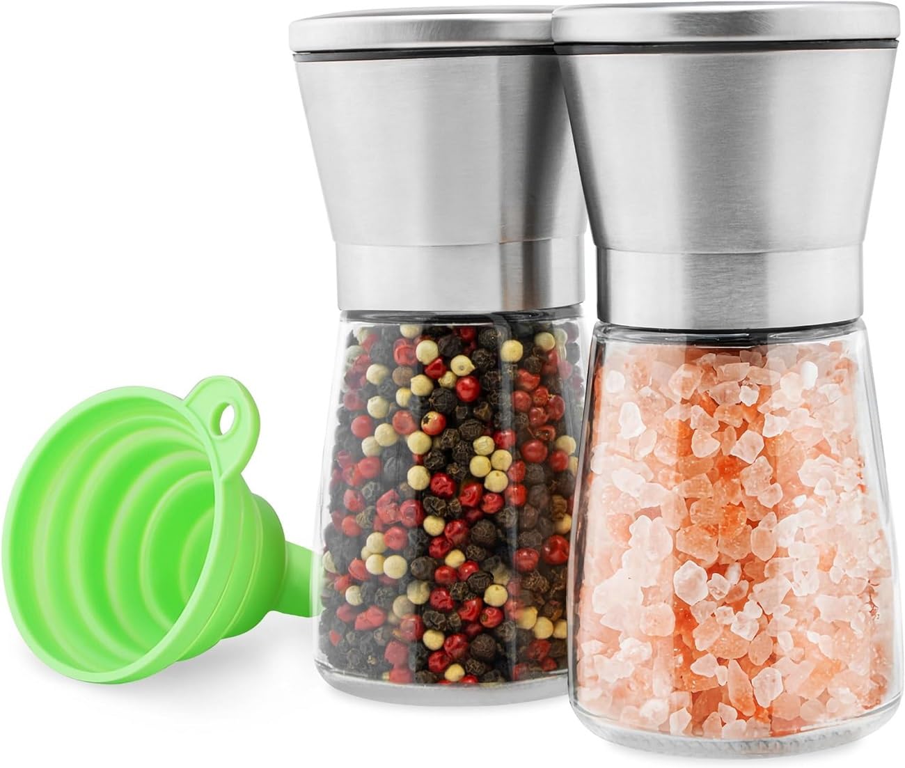 Stainless Steel Salt & Pepper Grinder Set - Adjustable Coarseness -1 Stainless Steel Salt & Pepper Grinder Set - Adjustable Coarseness -1