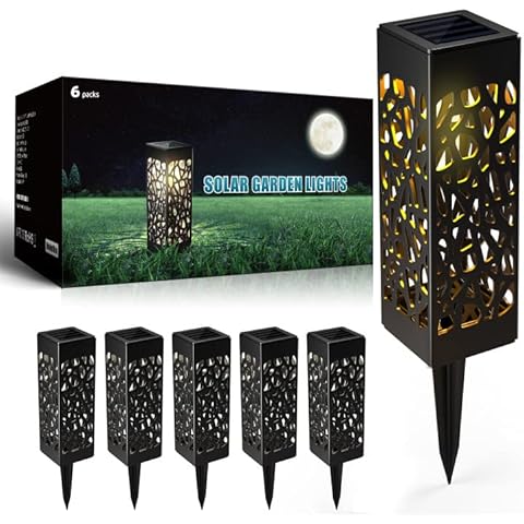 FLOWood Solar Lights Outdoor Garden, 6 Pack Solar Pathway Lights, Waterproof Solar Landscape Lights Outdoor for Garden Lamps for Patio, Lawn and Yard Cover