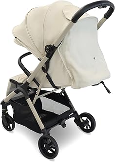 My Babiie MBX7 Autofold Stroller – from Birth to 4 Years (22kg), Foldable & Compact, Lightweight, Travel Buggy for Toddlers, Pushchair Includes Rain Cover - Ivory