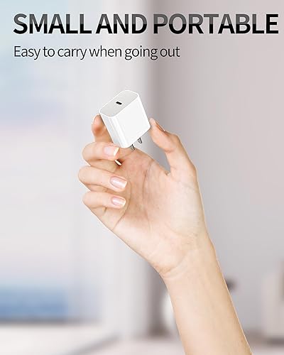 Miniatura 7 de Caja de carga rápida USB C para iPhone de 20 W, bloque de cargador de pared, cable de 6.6 pies de largo para 15 Pro Max Plus iPad 10, Air 45, Mini6,