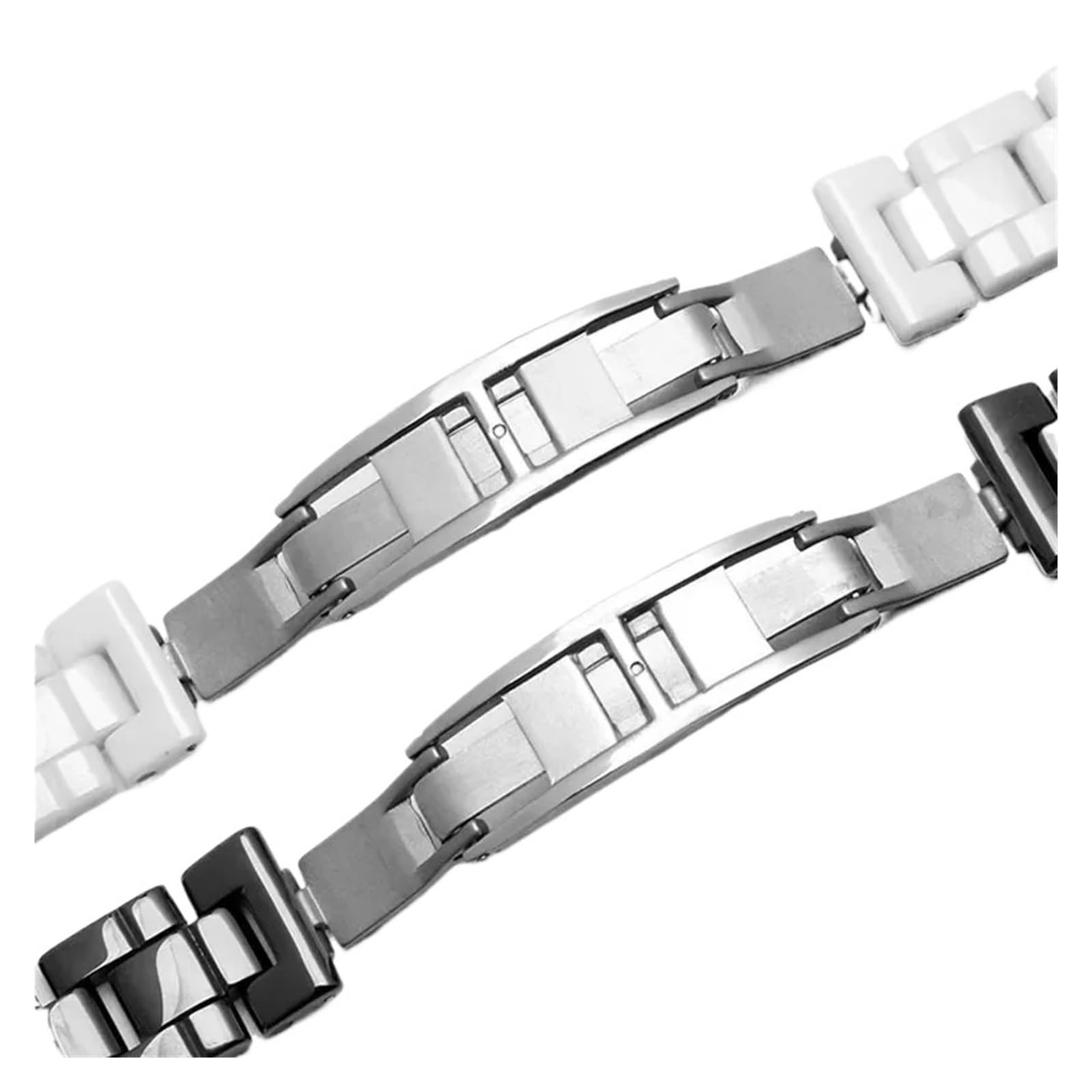HMFang Cinturino for Orologio da Donna E Uomo Compatibile con in Ceramica J12 Bracciale alla Moda Nero Bianco Cinturini for Orologi 16 Mm 19