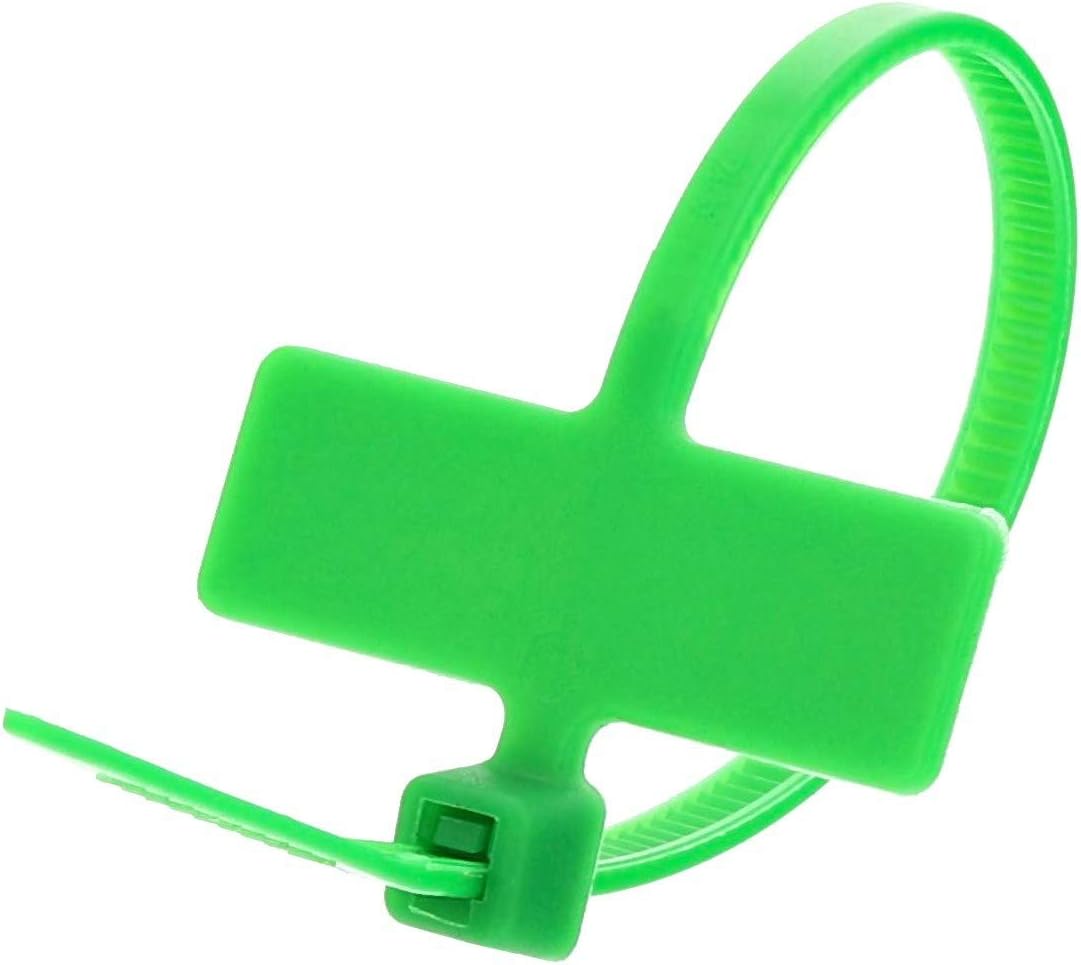 Secure 4 Inch Orange Label Marker ID Cable Tie - Inside Flag for Identification - 100 Pack