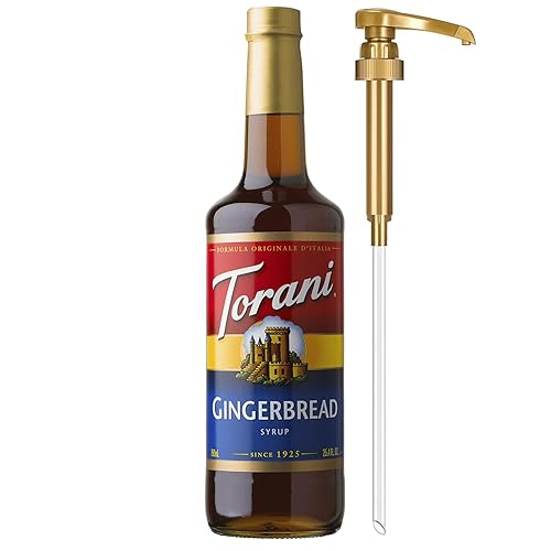 Torani Coffee Syrup, Gingerbread Flavoring for Drinks, Pump Included, 25.4