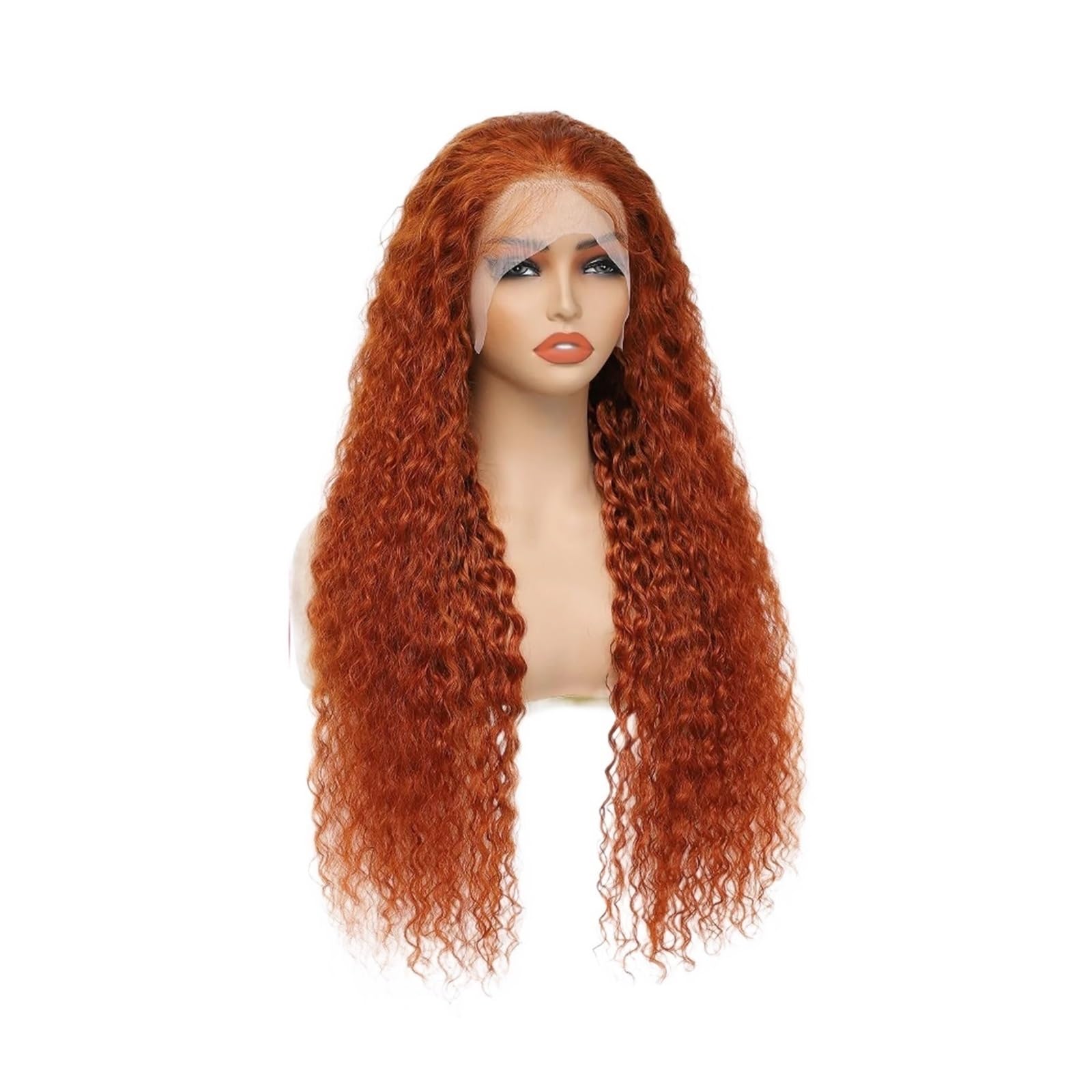 Uso quotidiano delle feste Parrucche di capelli umani ricci 250 densità zenzero onda profonda(32inches)